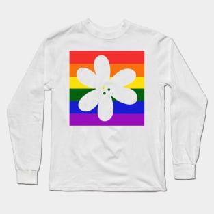 Flower Outline - discreet gay pride flag Long Sleeve T-Shirt